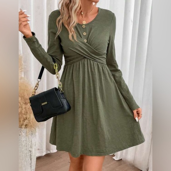Dresses & Skirts - Olive Criss Cross Front A-line Dress
